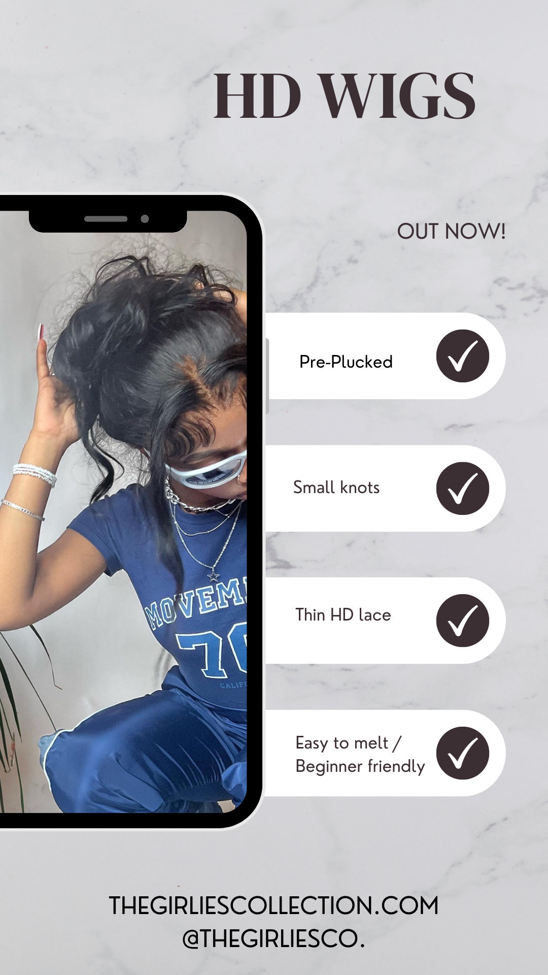 Shop our new HD easy to melt wigs, Pre-Plucked & Small knots
